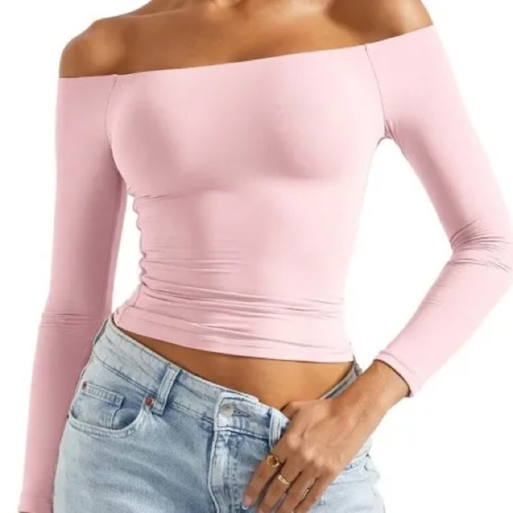 Pink Off the Shoulder Long Sleeve